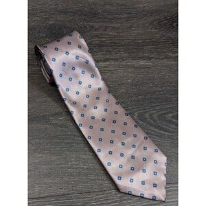 JOHN WEITZ Silk Necktie Tie Made in USA Pink Blue Diamonds Men's Vintage